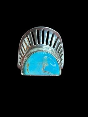 Jay King DTR Mine Finds Sterling Silver Turquoise Half Statement Ring Size 10